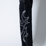 NOLA - Washed Black Relaxed Low - Rise Jean with Applique Detail - Liquor n Poker