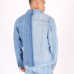 Norton Spliced & Pinstripe Slim Fit Denim Jacket - Liquor n Poker