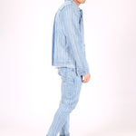 Norton Spliced & Pinstripe Slim Fit Denim Jacket - Liquor n Poker