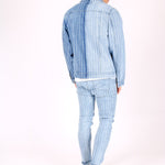 Norton Spliced & Pinstripe Slim Fit Denim Jacket - Liquor n Poker