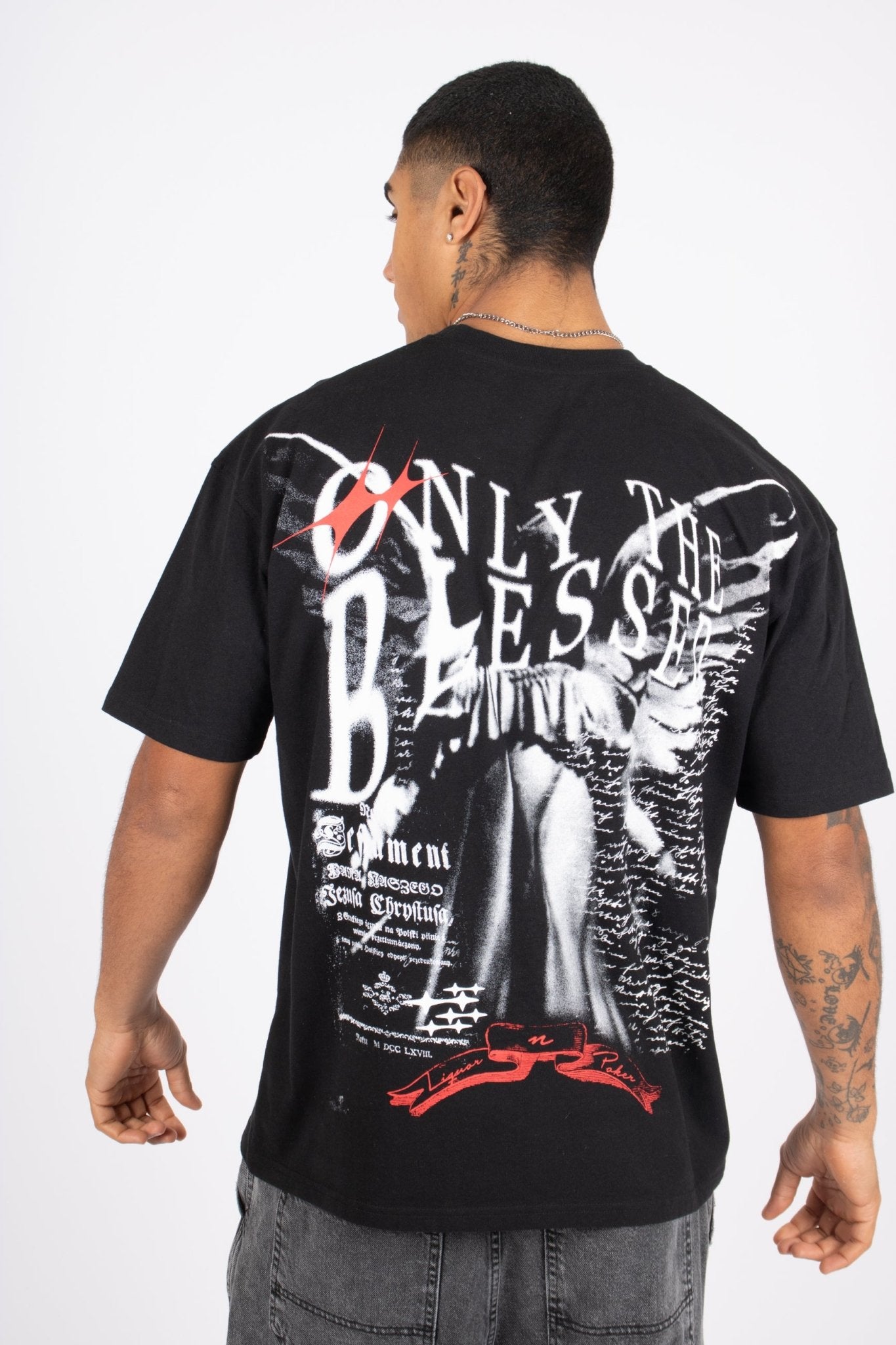 "Only The Blessed" Cross T-Shirt - Liquor n Poker