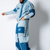 ONYX Distressed Cut - N - Sew Baggy Blue Denim Jeans - Liquor n Poker