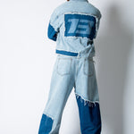 ONYX Distressed Cut - N - Sew Baggy Blue Denim Jeans - Liquor n Poker