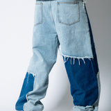 ONYX Distressed Cut - N - Sew Baggy Blue Denim Jeans - Liquor n Poker