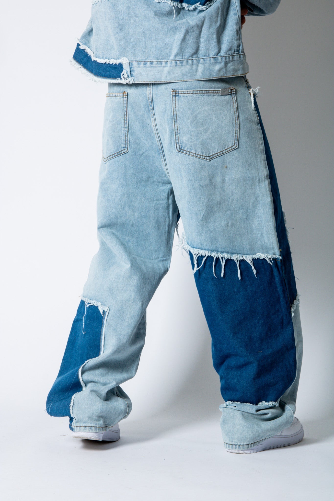 ONYX Distressed Cut - N - Sew Baggy Blue Denim Jeans - Liquor n Poker