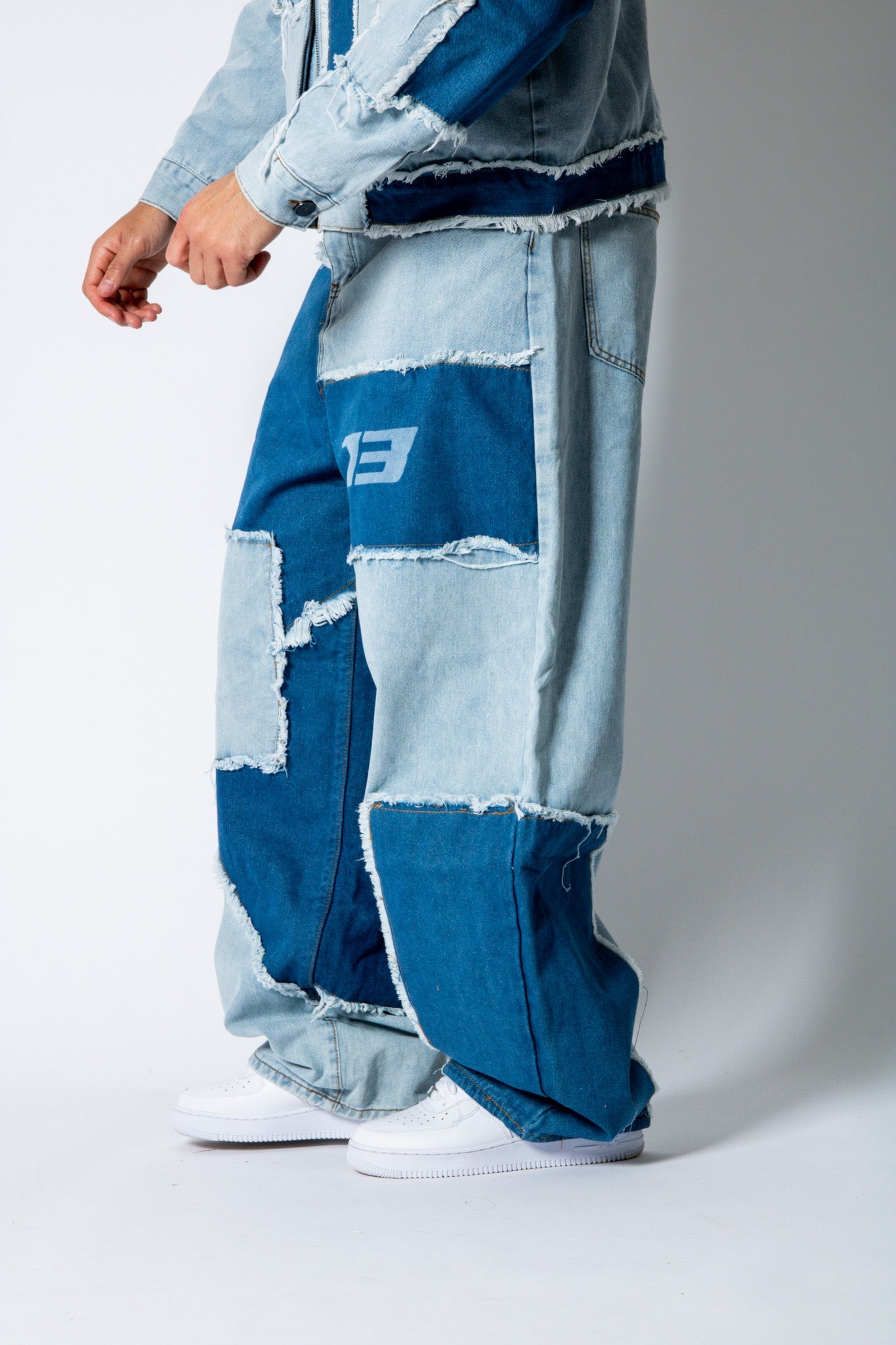 ONYX Distressed Cut - N - Sew Baggy Blue Denim Jeans - Liquor n Poker