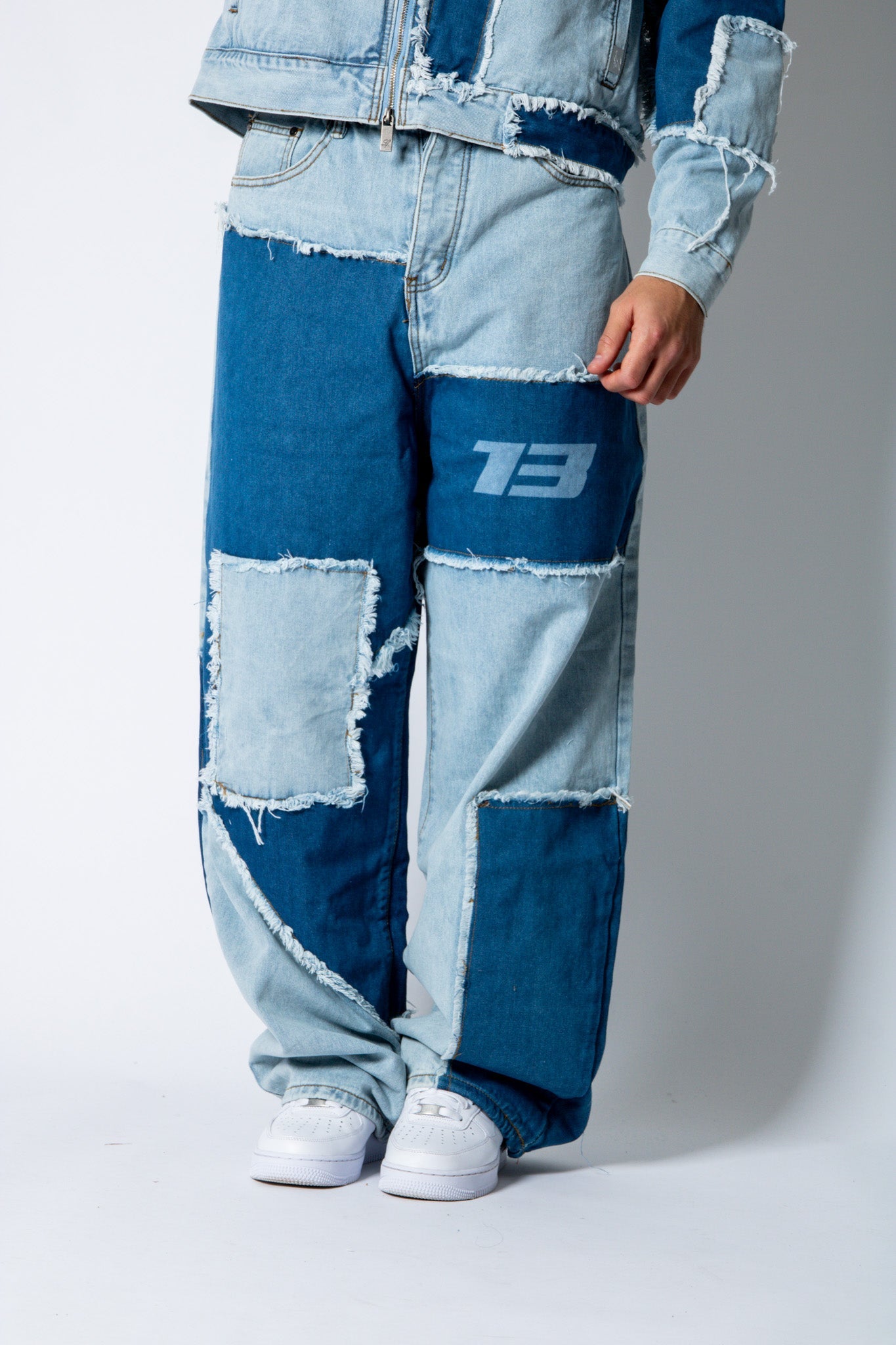 ONYX Distressed Cut - N - Sew Baggy Blue Denim Jeans - Liquor n Poker