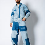 ONYX Distressed Cut - N - Sew Baggy Blue Denim Jeans - Liquor n Poker