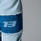 ONYX Distressed Cut - N - Sew Baggy Blue Denim Jeans - Liquor n Poker