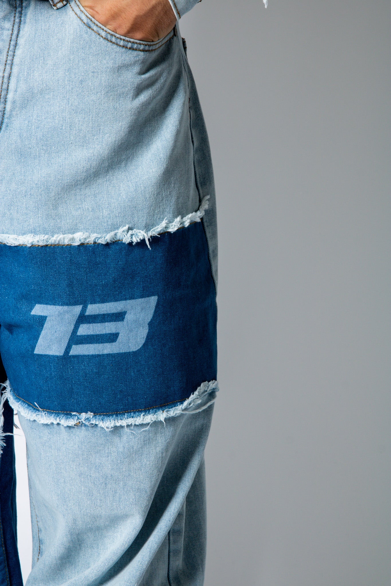 ONYX Distressed Cut - N - Sew Baggy Blue Denim Jeans - Liquor n Poker