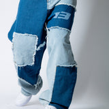 ONYX Distressed Cut - N - Sew Baggy Blue Denim Jeans - Liquor n Poker