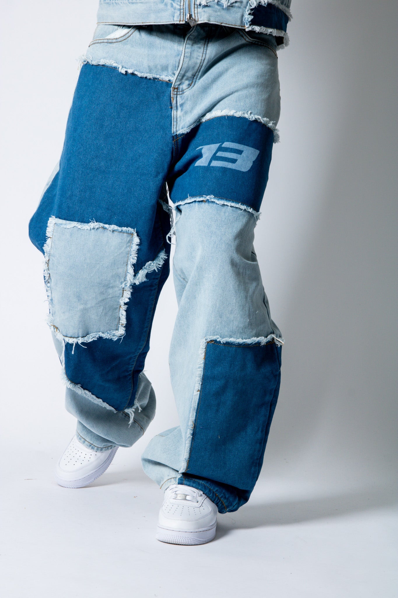 ONYX Distressed Cut - N - Sew Baggy Blue Denim Jeans - Liquor n Poker