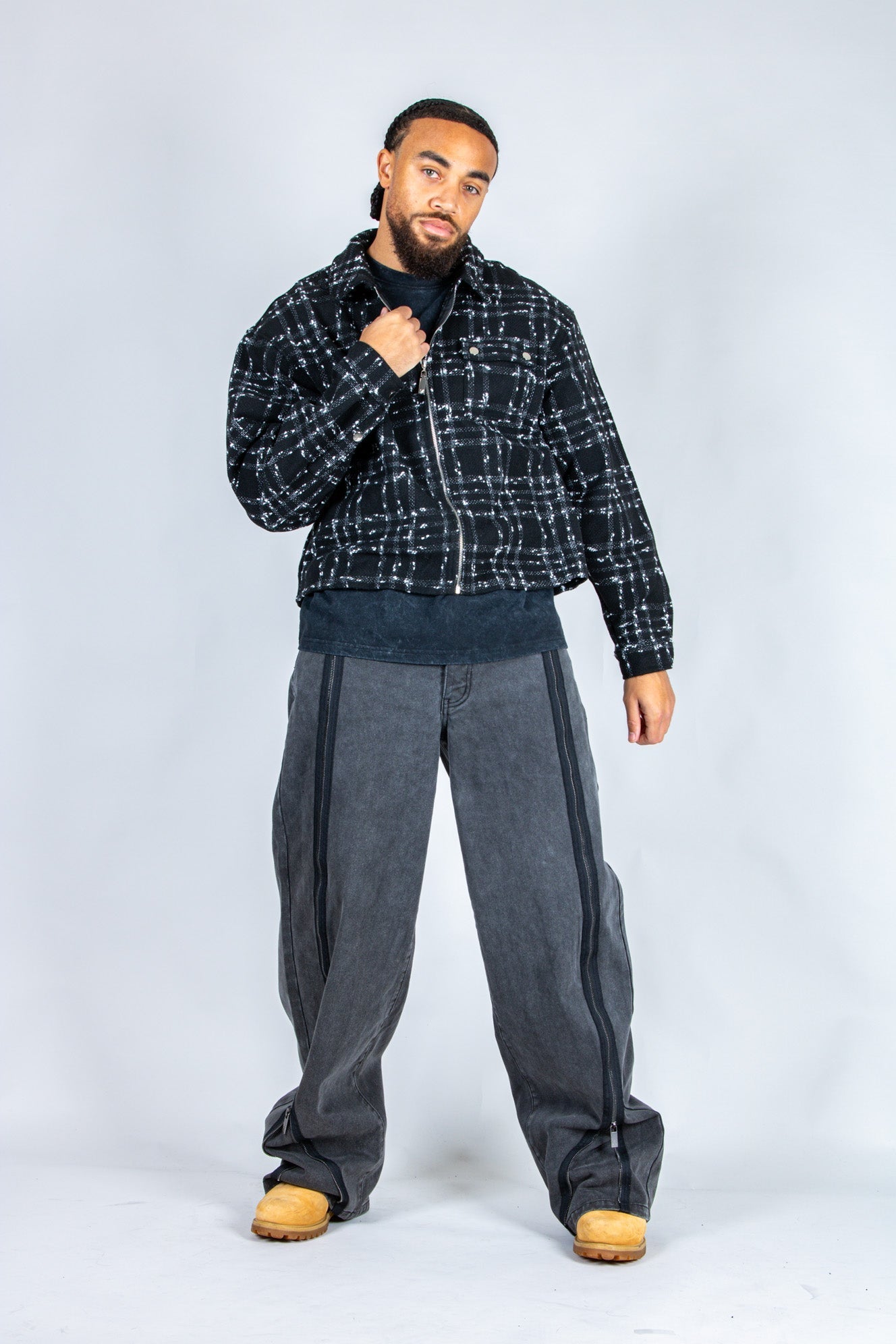 Onyx Zip Detail Baggy Jeans In Black - Liquor n Poker