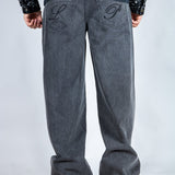 Onyx Zip Detail Baggy Jeans In Black - Liquor n Poker