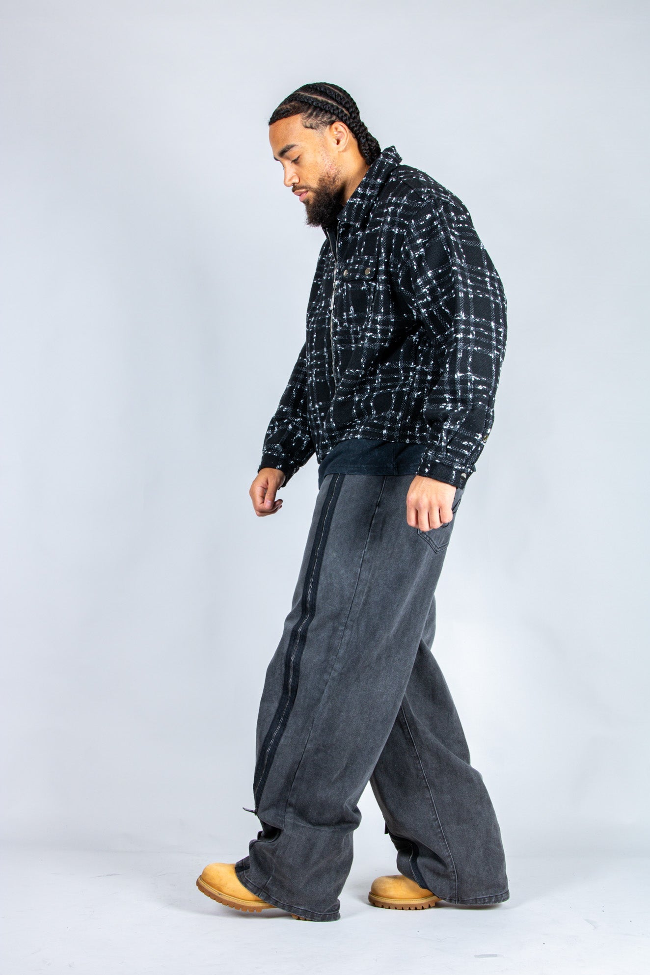 Onyx Zip Detail Baggy Jeans In Black - Liquor n Poker