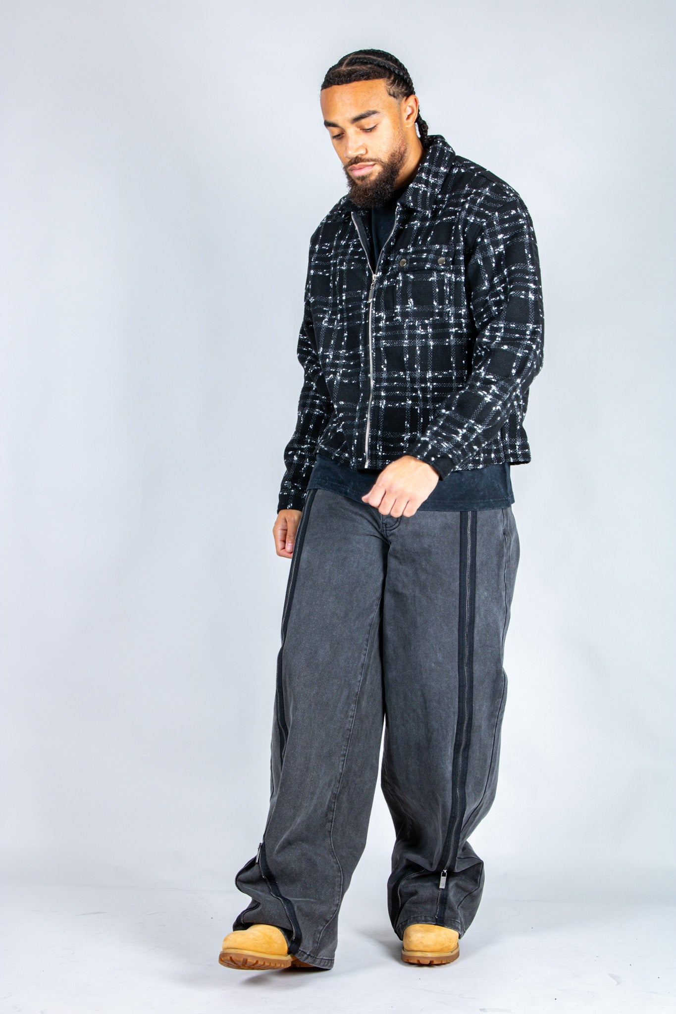 Onyx Zip Detail Baggy Jeans In Black - Liquor n Poker