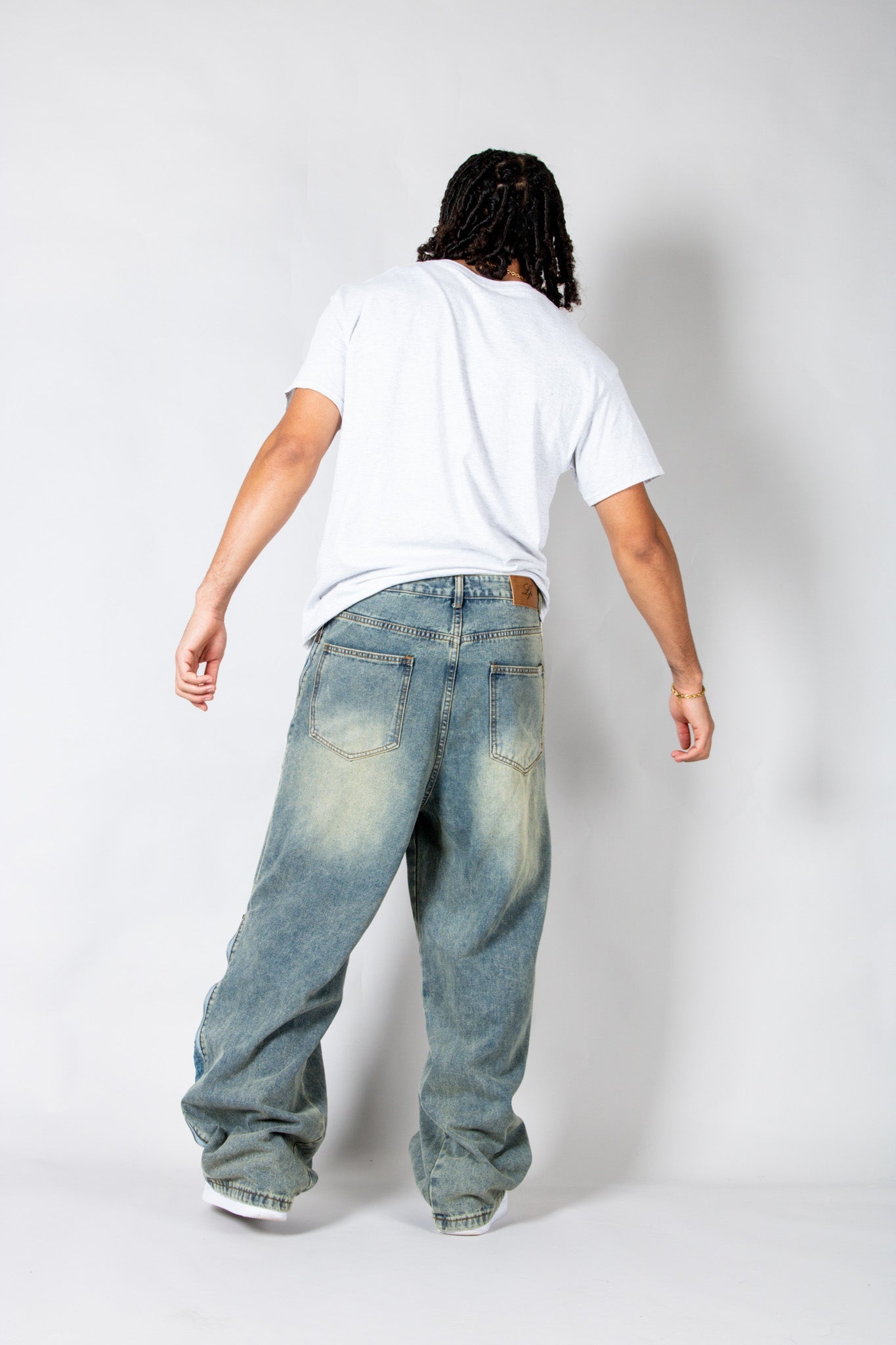 ONYX - Zip - Down Check Baggy Jeans with Blue & Orange Check Panel - Liquor n Poker