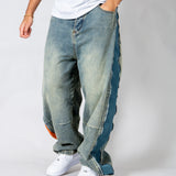 ONYX - Zip - Down Check Baggy Jeans with Blue & Orange Check Panel - Liquor n Poker