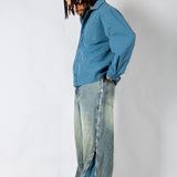 ONYX - Zip - Down Check Baggy Jeans with Blue & Orange Check Panel - Liquor n Poker