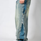 ONYX - Zip - Down Check Baggy Jeans with Blue & Orange Check Panel - Liquor n Poker