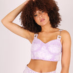 Outta Limit Denim Crop Top In Lilac Acid Wash - Liquor n Poker