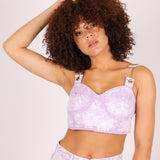 Outta Limit Denim Crop Top In Lilac Acid Wash - Liquor n Poker