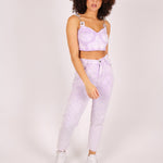Outta Limit Denim Crop Top In Lilac Acid Wash - Liquor n Poker