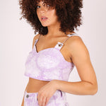 Outta Limit Denim Crop Top In Lilac Acid Wash - Liquor n Poker