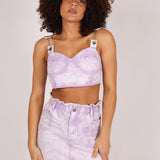 Outta Limits Denim Mini Skirt In Lilac Acid Wash - Liquor n Poker