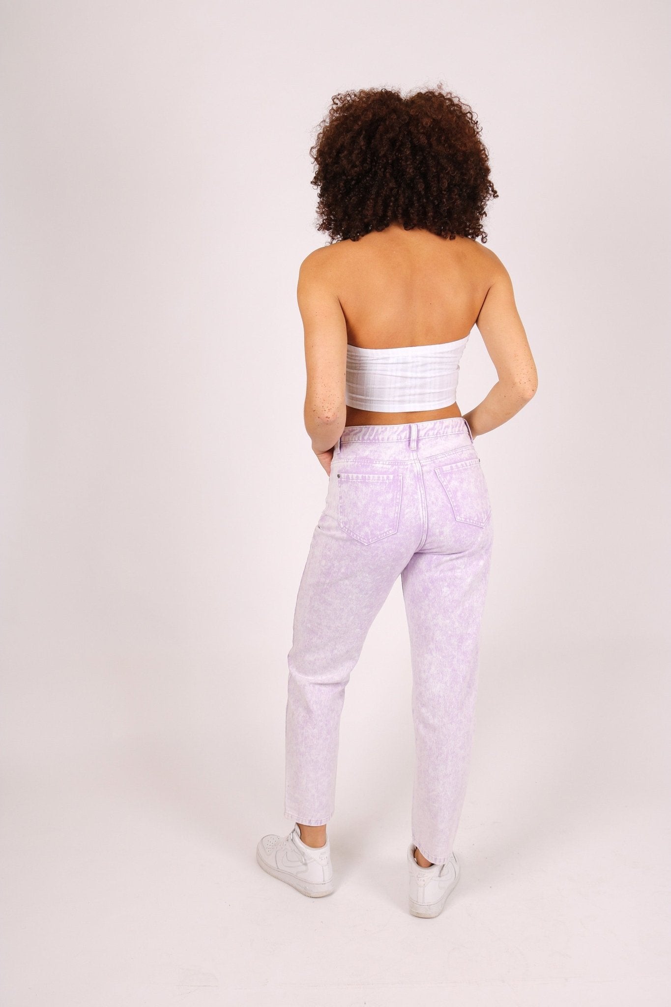 Outta Limits High Rise Mom Jean In Lilac Acid Wash - Liquor n Poker