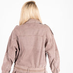 Oversized Acid Wash Brown Denim Biker Jacket - Liquor n Poker