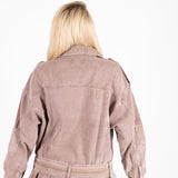 Oversized Acid Wash Brown Denim Biker Jacket - Liquor n Poker
