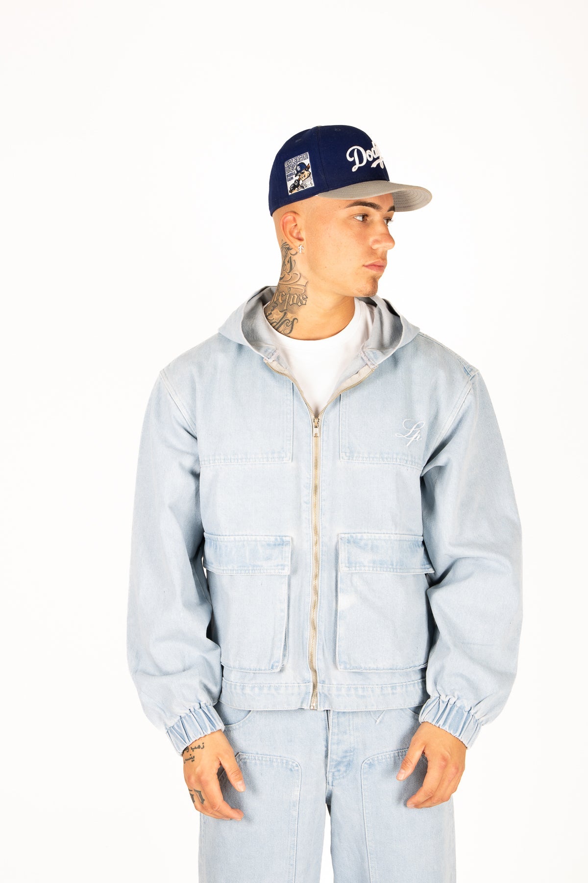 Oversized Bleach Wash Denim Hooded Jacket - Liquor n Poker