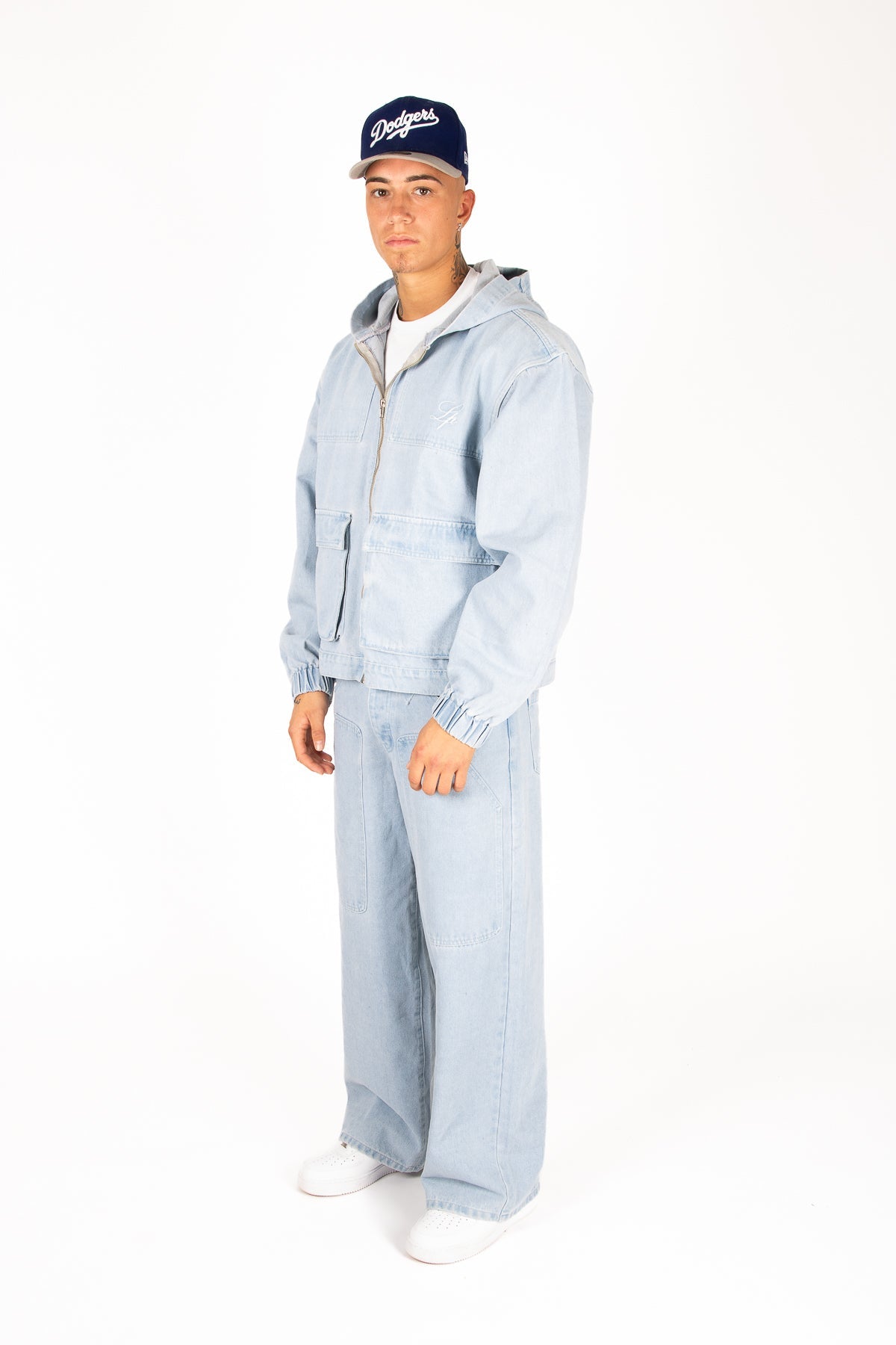 Oversized Bleach Wash Denim Hooded Jacket - Liquor n Poker