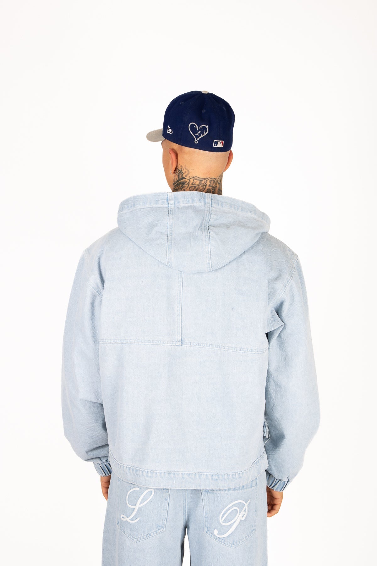 Oversized Bleach Wash Denim Hooded Jacket - Liquor n Poker