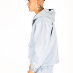 Oversized Bleach Wash Denim Hooded Jacket - Liquor n Poker