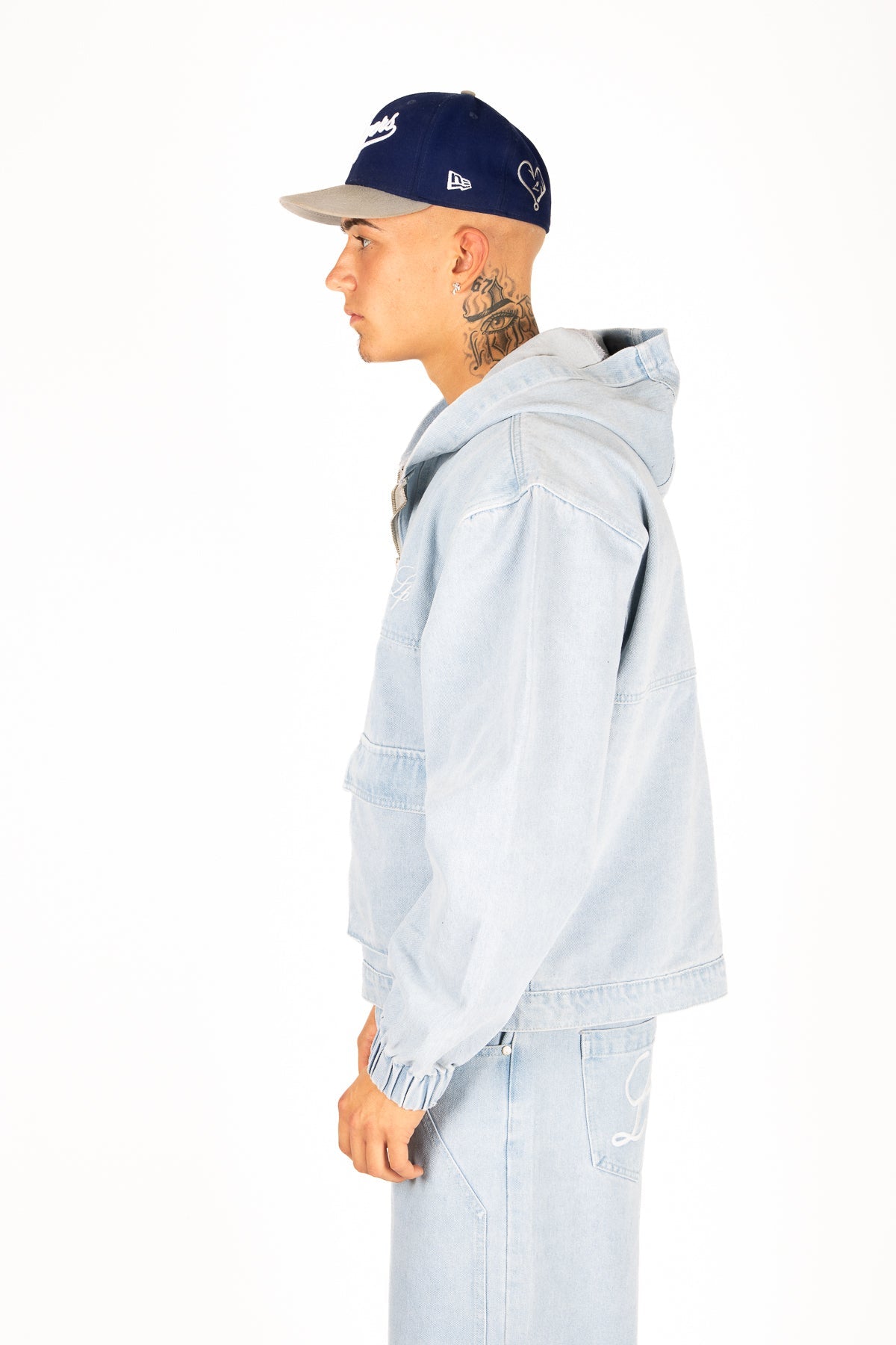 Oversized Bleach Wash Denim Hooded Jacket - Liquor n Poker