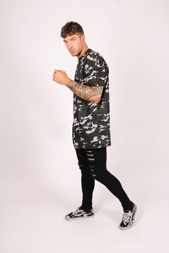 Oversized Camo Print T-Shirt - Liquor n Poker
