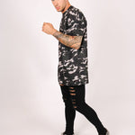 Oversized Camo Print T-Shirt - Liquor n Poker