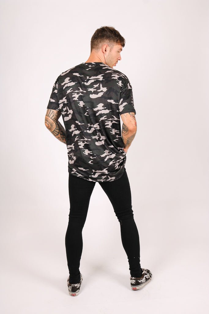 Oversized Camo Print T-Shirt - Liquor n Poker
