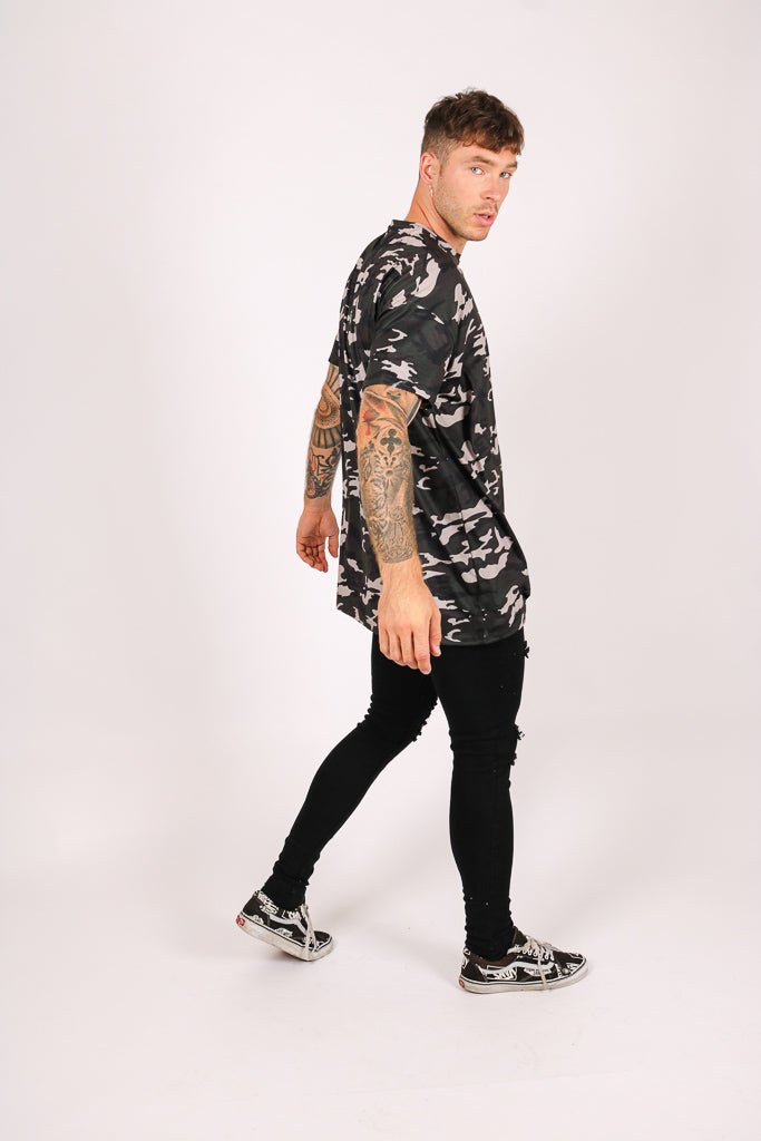 Oversized Camo Print T-Shirt - Liquor n Poker