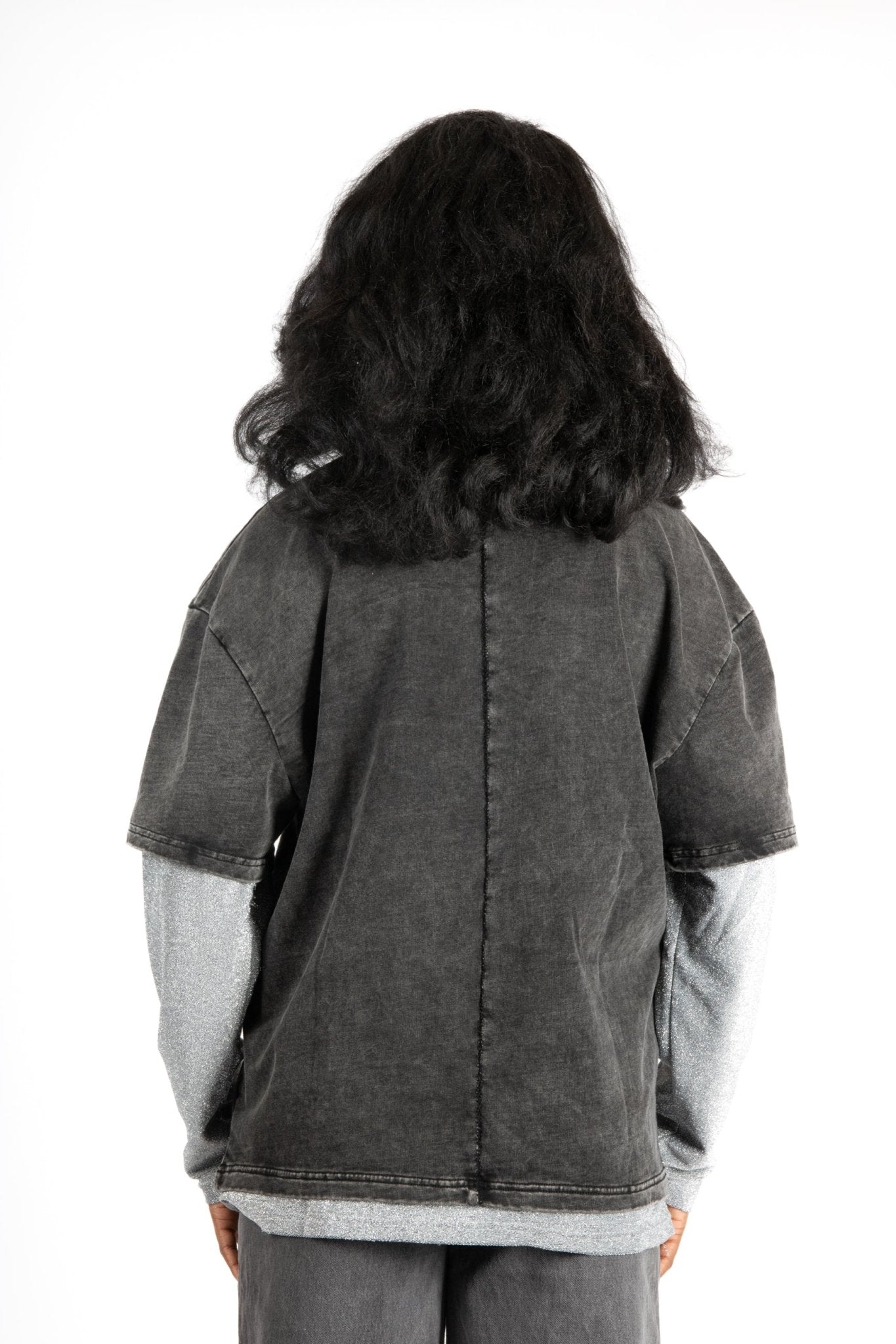 Oversized Charcoal Long Sleeve "Renaissance" Graphic Printed T-Shirt - Liquor n Poker