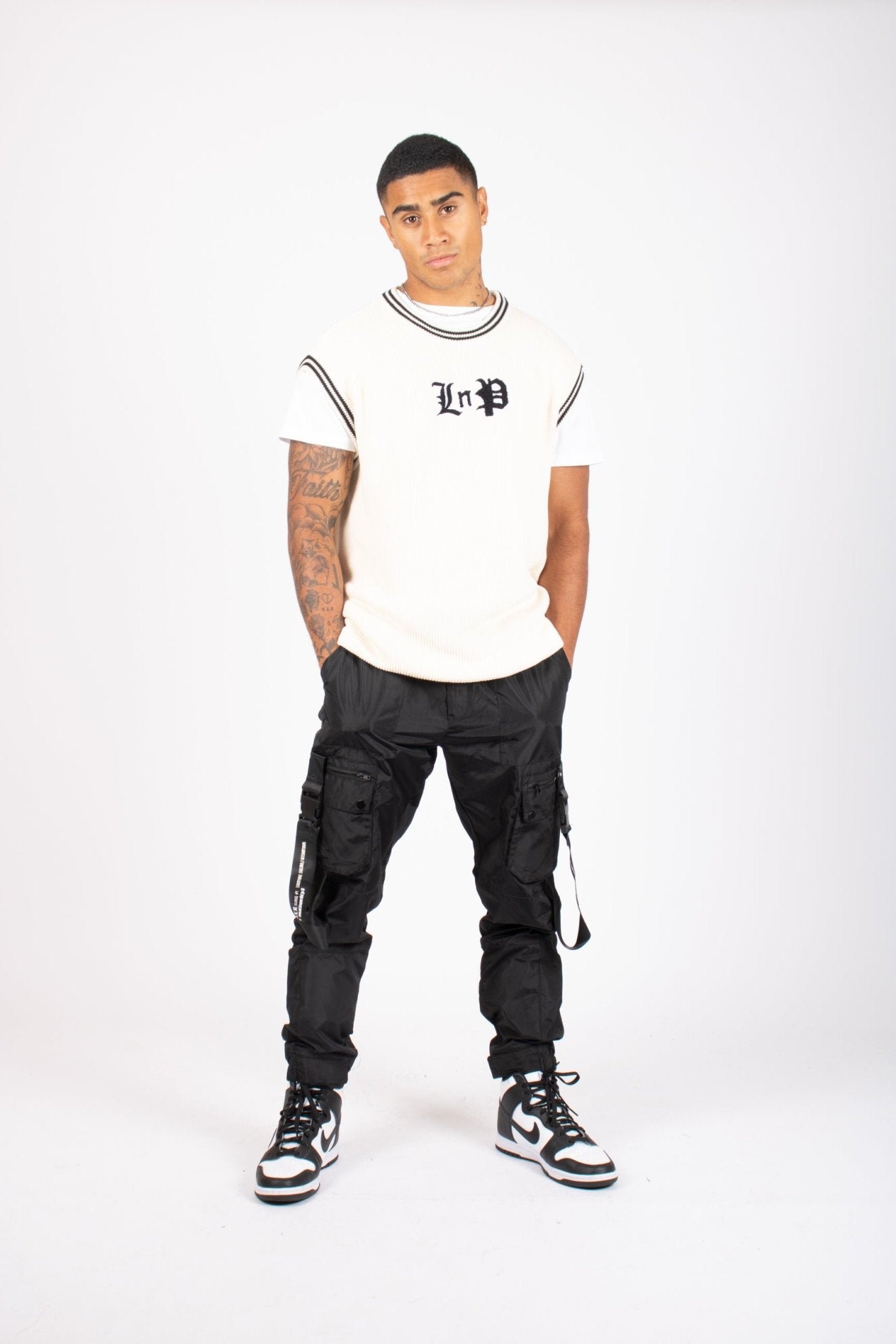 Oversized Cream Varsity Knitted Sleeveless Sweater - Liquor n Poker