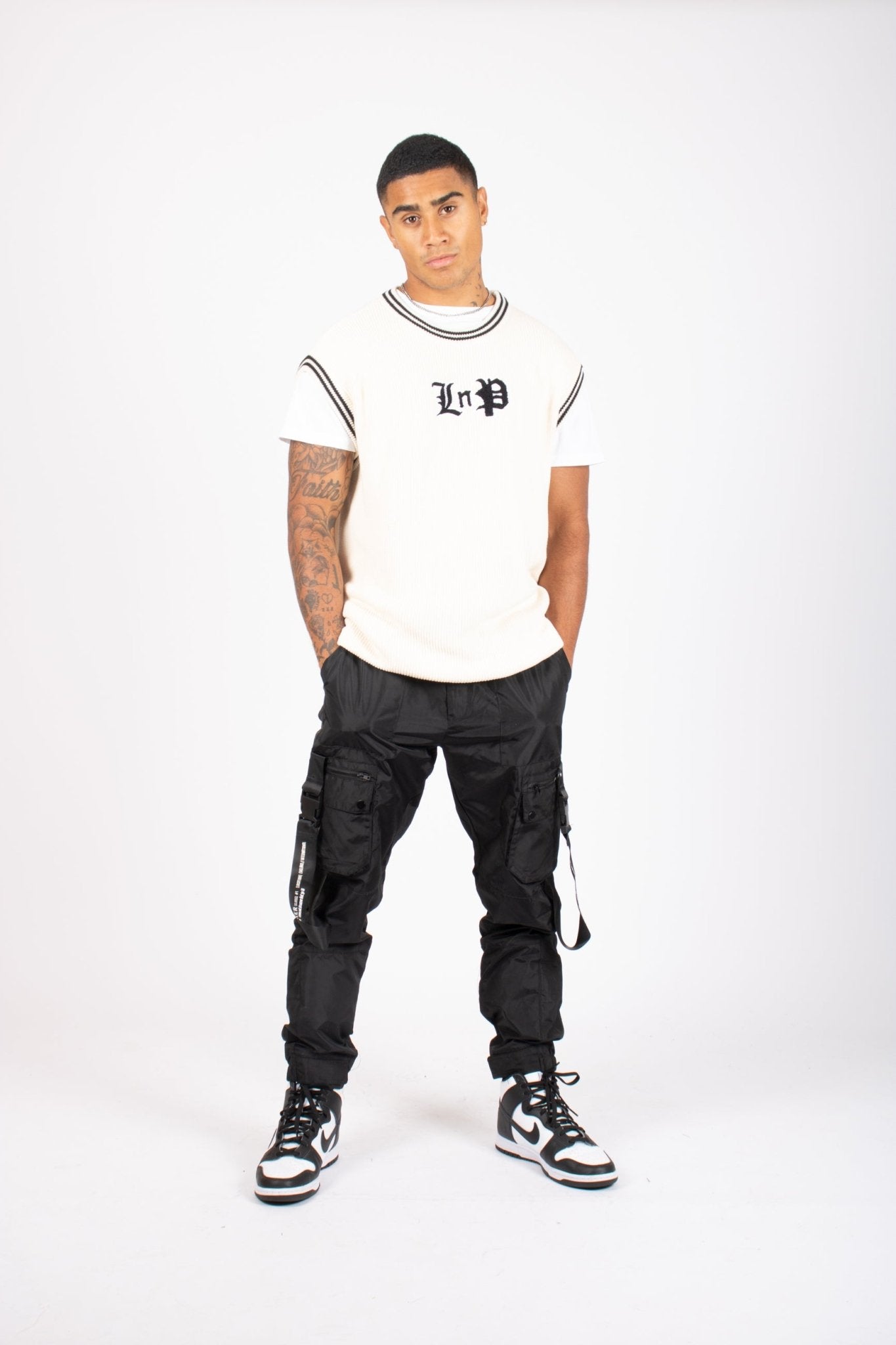 Oversized Cream Varsity Knitted Sleeveless Sweater - Liquor n Poker