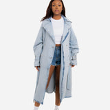 Oversized Denim Bleach - Wash Trench - Liquor n Poker