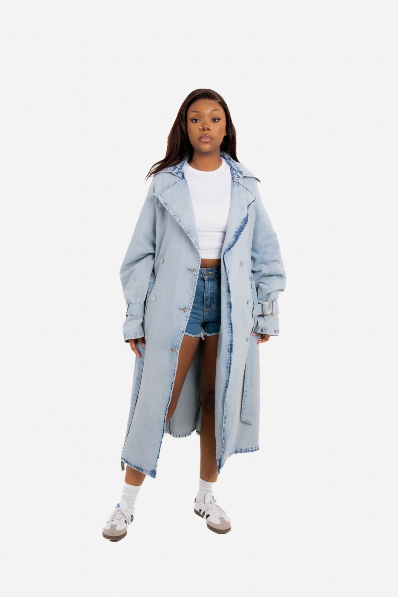 Oversized Denim Bleach - Wash Trench - Liquor n Poker