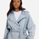 Oversized Denim Bleach - Wash Trench - Liquor n Poker