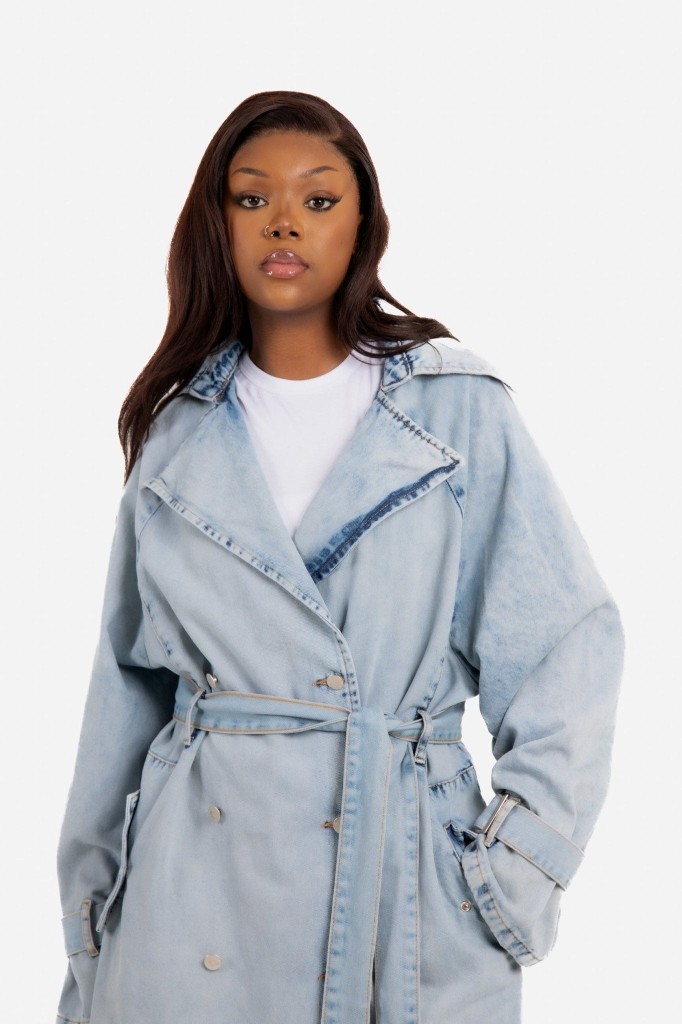 Oversized Denim Bleach - Wash Trench - Liquor n Poker