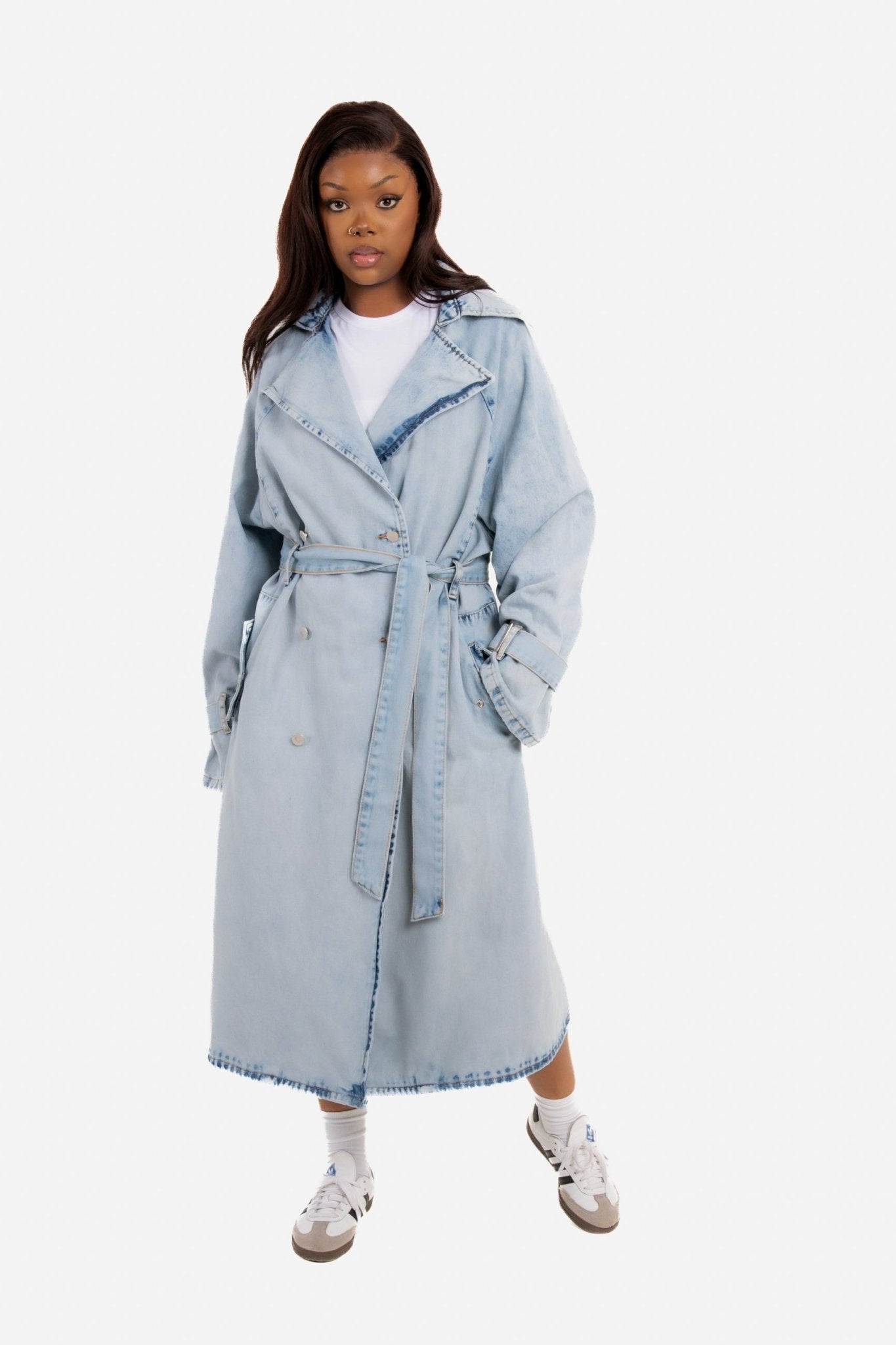 Oversized Denim Bleach - Wash Trench - Liquor n Poker
