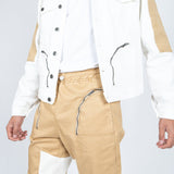 Oversized Denim Jacket In Sand With Panels - Liquor n Poker